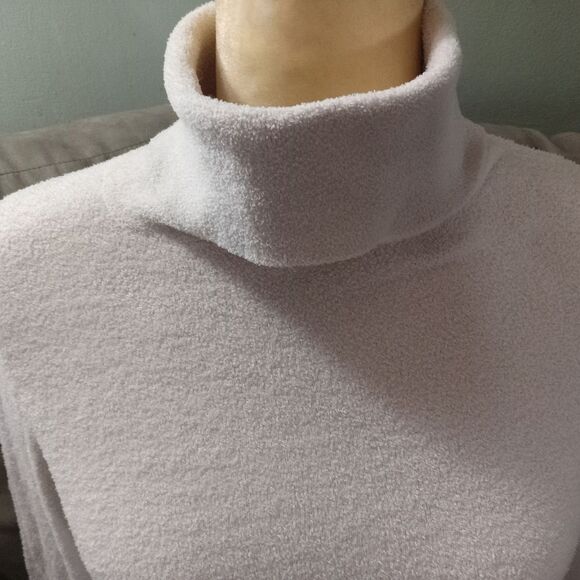 Soft, Cream, Brushed Nylon  Turtleneck Sweater - Picture 3 of 6